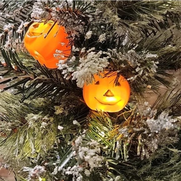 Vintage Halloween string Light Bulb Covers Jack o Lantern Orange Pumpkin - Picture 1 of 4